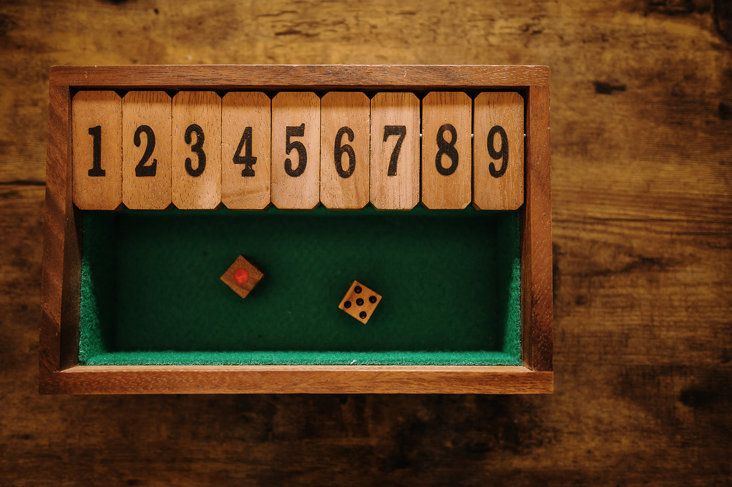Shut Box 1-9 Med Woodburned