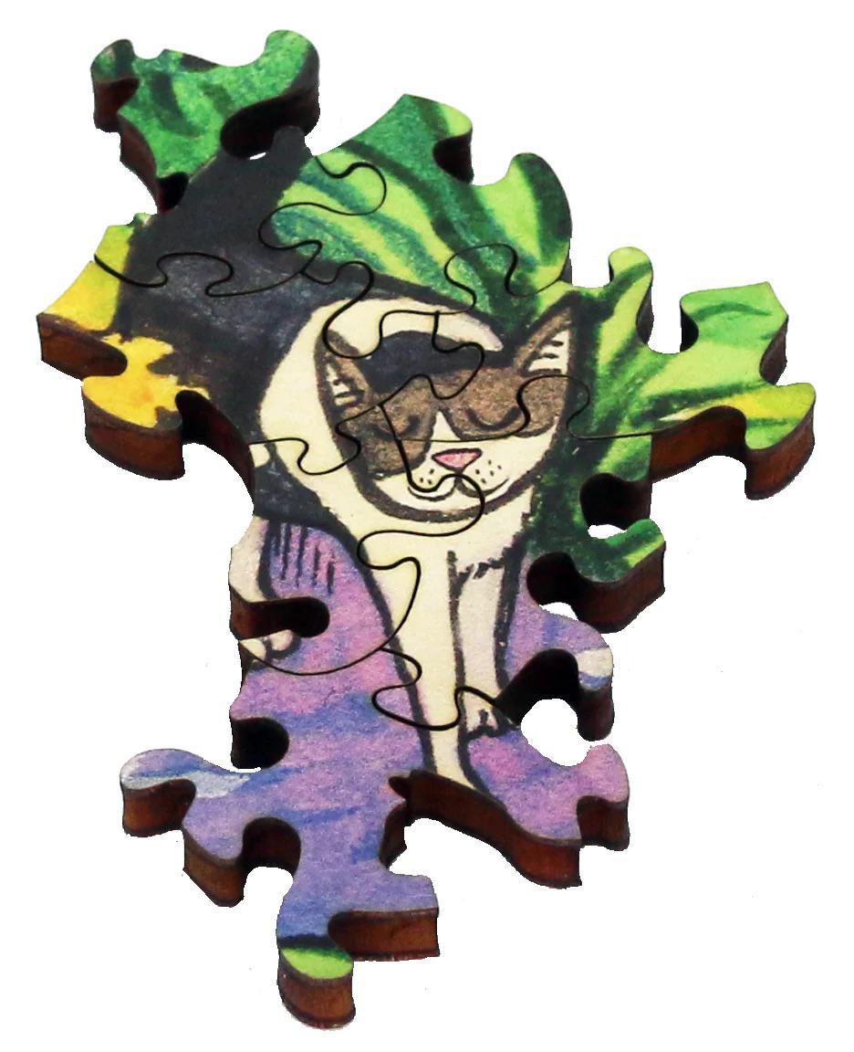 Cat in Garden by Samuel Hayward Wooden Jigsaw Puzzle