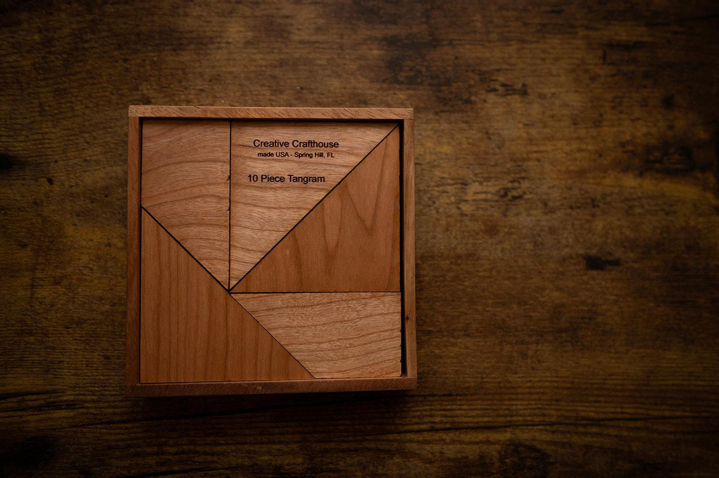 Tangram 10 piece with box & cover - will make 190 shapes