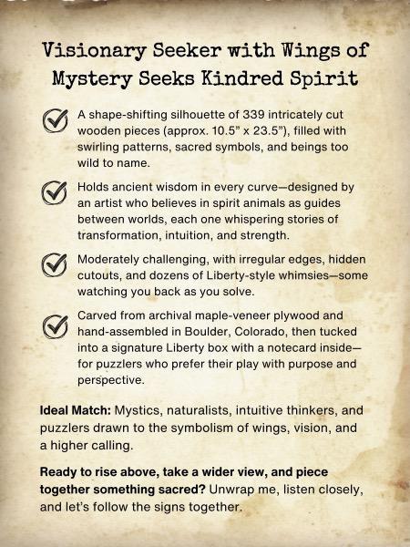 Blind Date Puzzle #25 Visionary Seeker with Wings of Mystery Seeks Kindred Spirit to Puzzle Through the Unknown