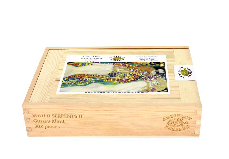 Water Serpents II Wooden Jigsaw Puzzle by Gustav Klimt