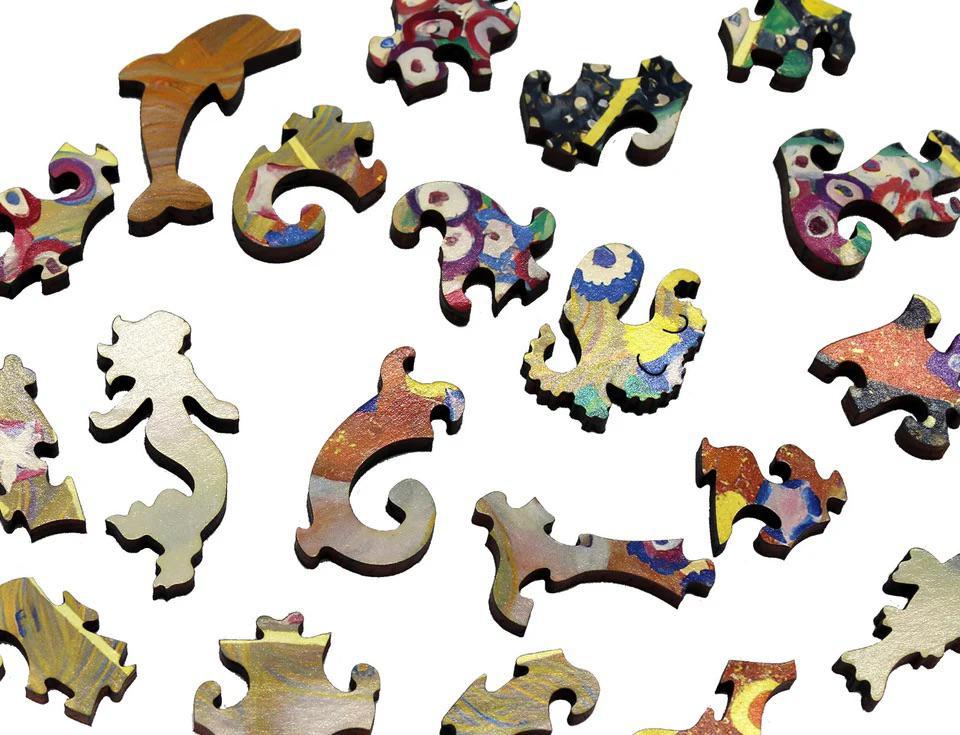 Water Serpents II Wooden Jigsaw Puzzle by Gustav Klimt