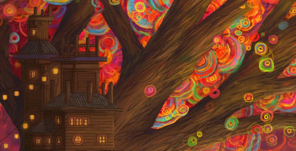 Twilight Treehouse of the Phosphorescent Forest Wooden Jigsaw Puzzle