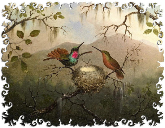 Two Hummingbirds At Nest Wooden Jigsaw Puzzle