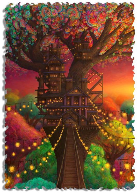 Twilight Treehouse of the Phosphorescent Forest Wooden Jigsaw Puzzle