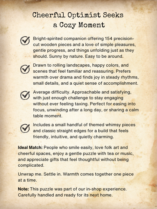 Blind Date Puzzle #31 Cheerful Optimist Seeks Cozy Moment