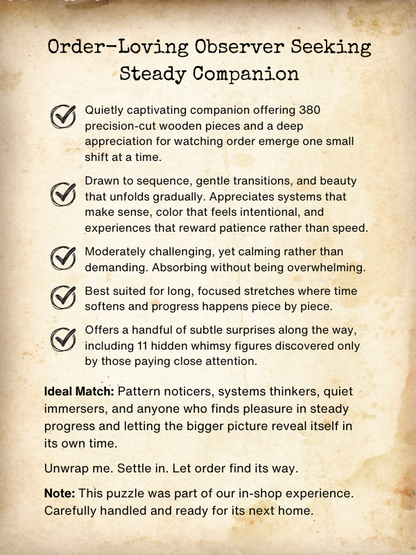 Blind Date Puzzle #29 Order-Loving Observer Seeking Steady Companion