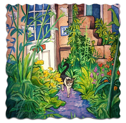 Cat in Garden by Samuel Hayward Wooden Jigsaw Puzzle