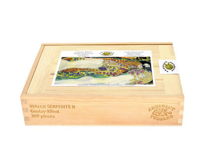 Water Serpents II Wooden Jigsaw Puzzle by Gustav Klimt