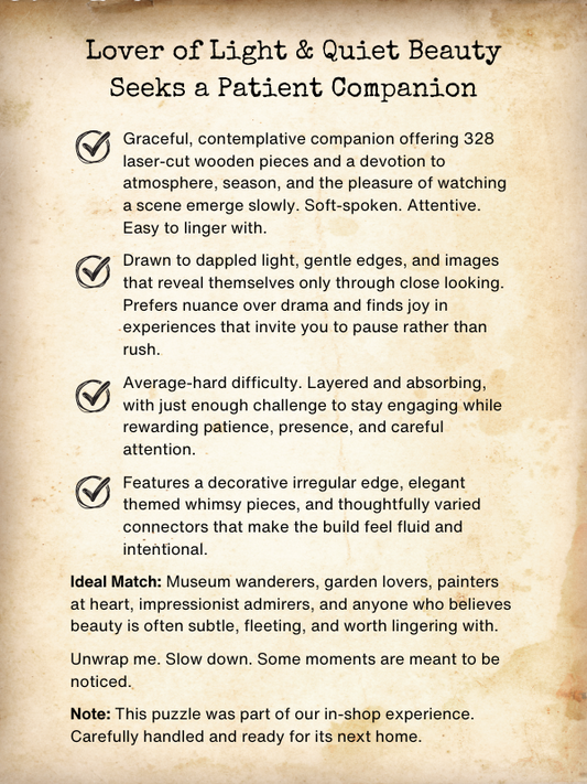 Blind Date Puzzle #33 Lover of Light and Quiet Beauty Seeks a Patient Companion