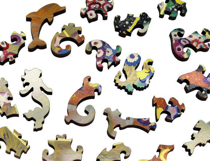 Water Serpents II Wooden Jigsaw Puzzle by Gustav Klimt