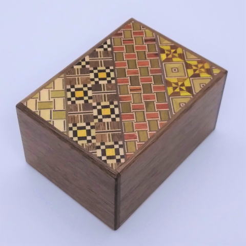 3 Sun 12 Step Yosegi / Walnut Japanese Puzzle Box